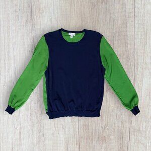 3.1 Phillip Lim Target Colorblock Sweater Navy Green Modern Preppy Womens L